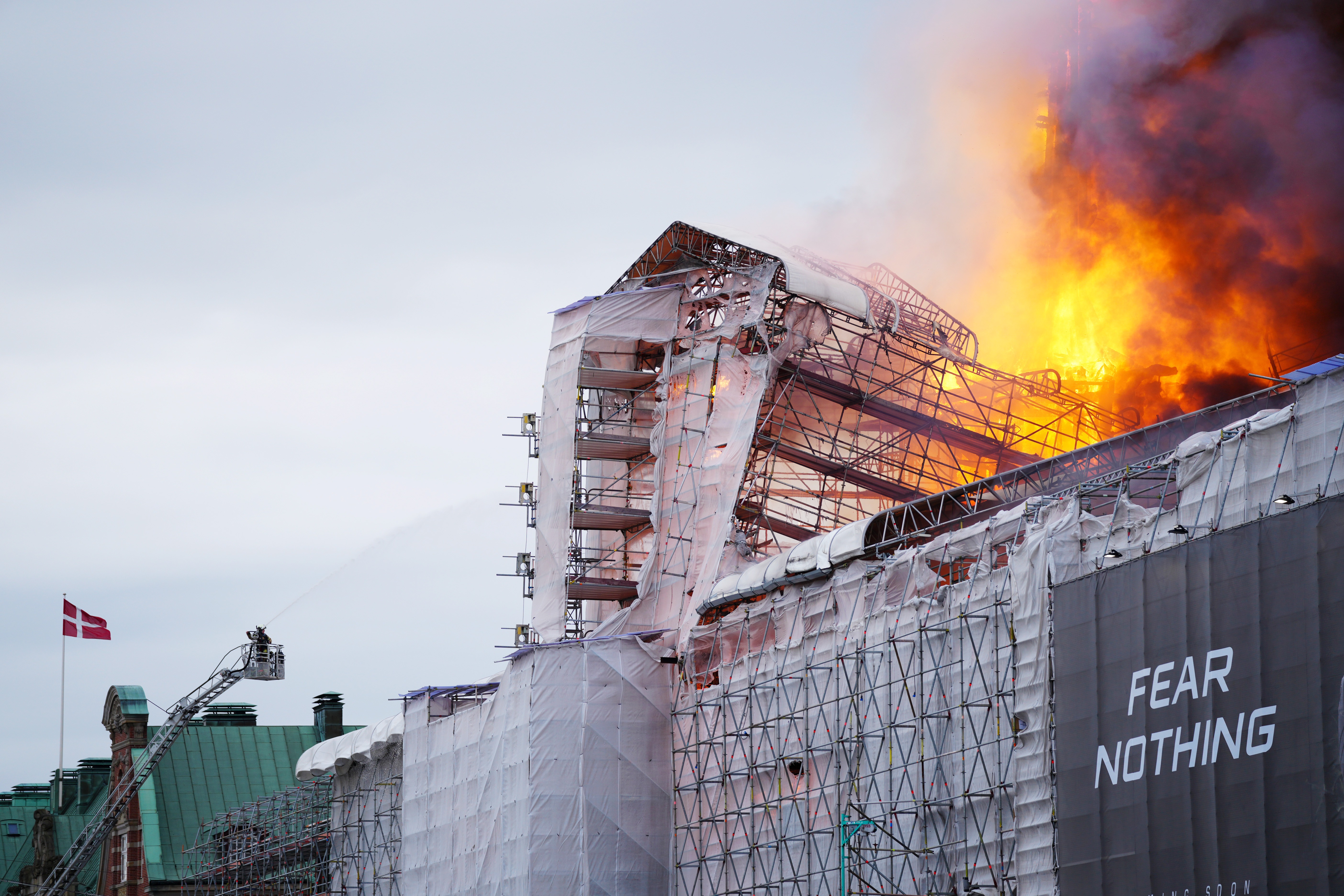 The fire that broke out on Tuesday toppled down the building's iconic spire.