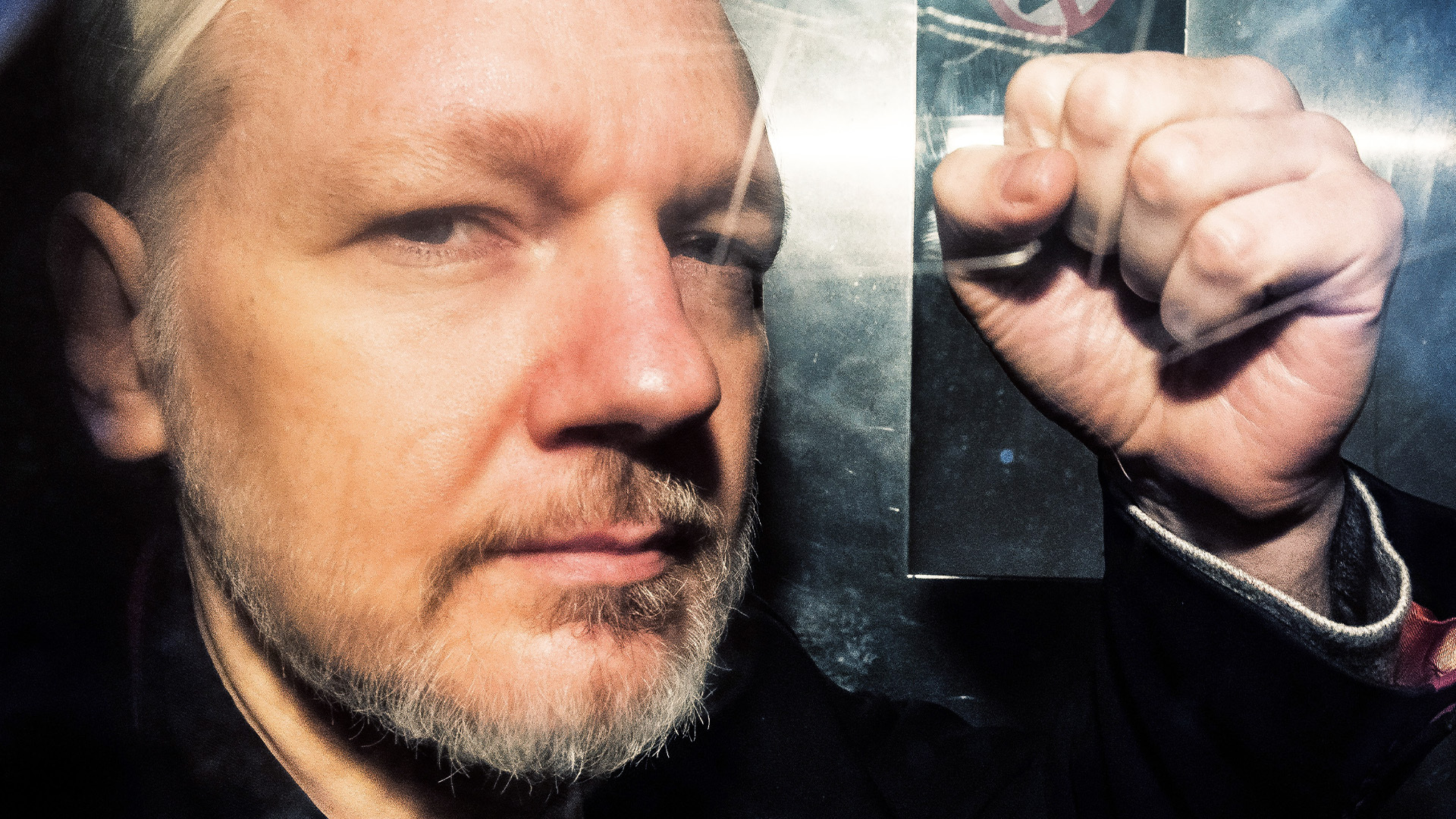 A photo of Julian Assange.