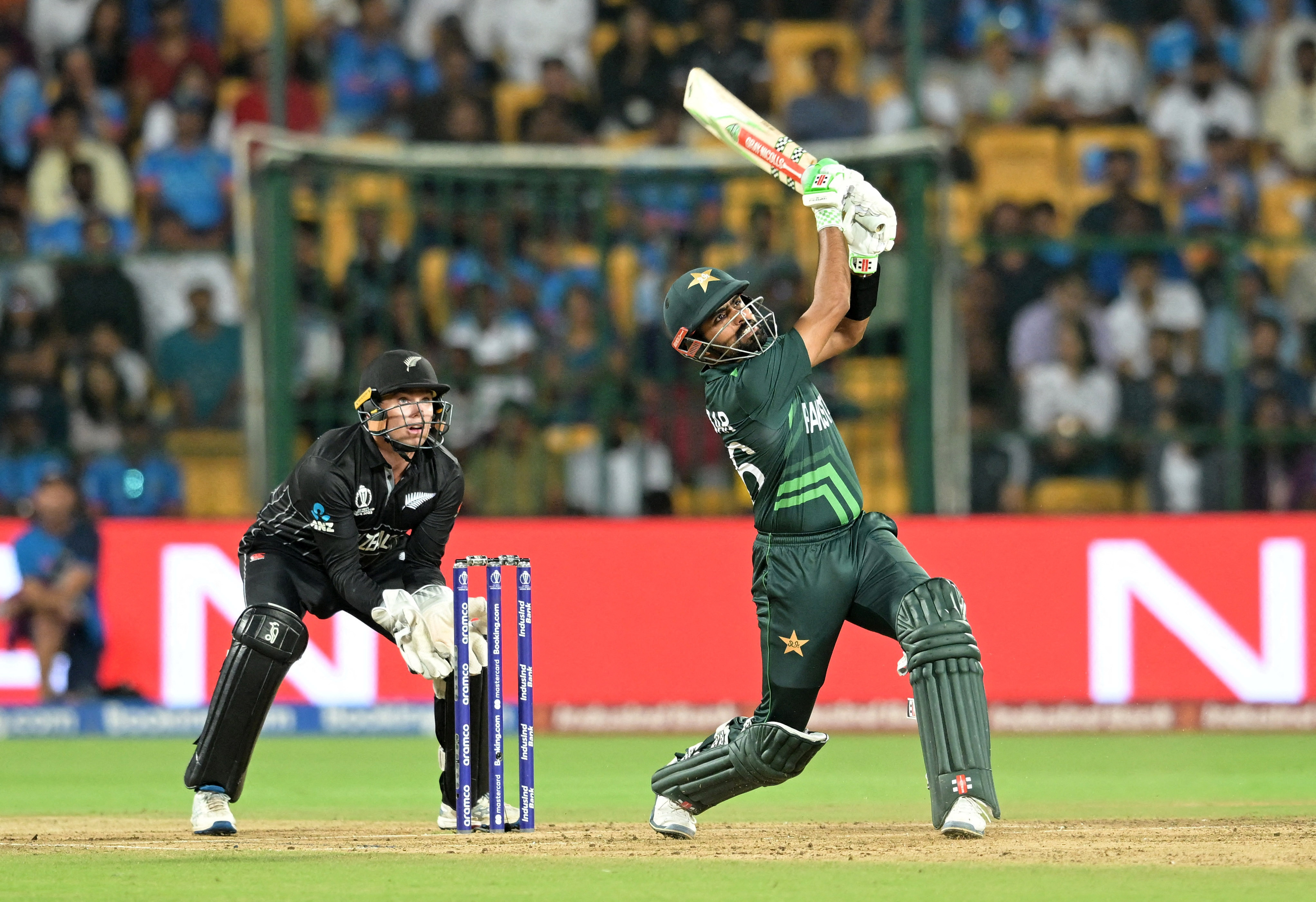 Pakistan's Babar Azam in action against New Zealand